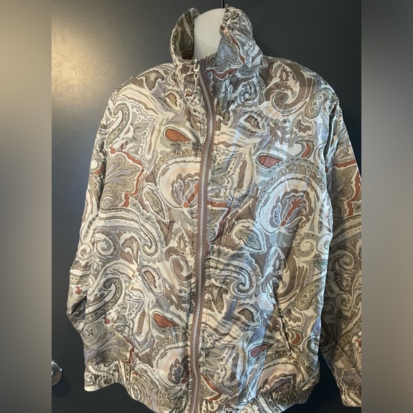 Vintage 80s 100% Silk Paisley Bomber Jacket Oversized L XL lightweight - Picture 3 of 7